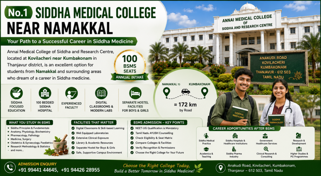 Annai Medical College Siddha medical college near Namakkal offering BSMS education