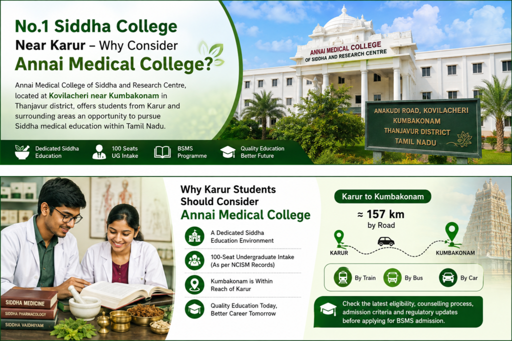 Annai Medical College of Siddha and Research Centre near Karur for BSMS students