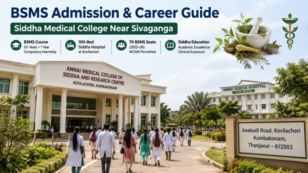 Siddha medical college near Sivaganga for BSMS admission and career